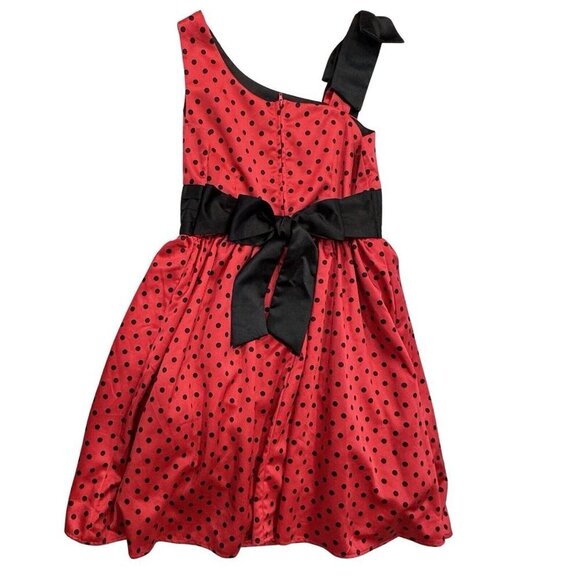 DISORDERLY KIDS Red Black Polka Dot Fancy Dress Size 14 Rockabilly Party Dressy - Picture 2 of 14
